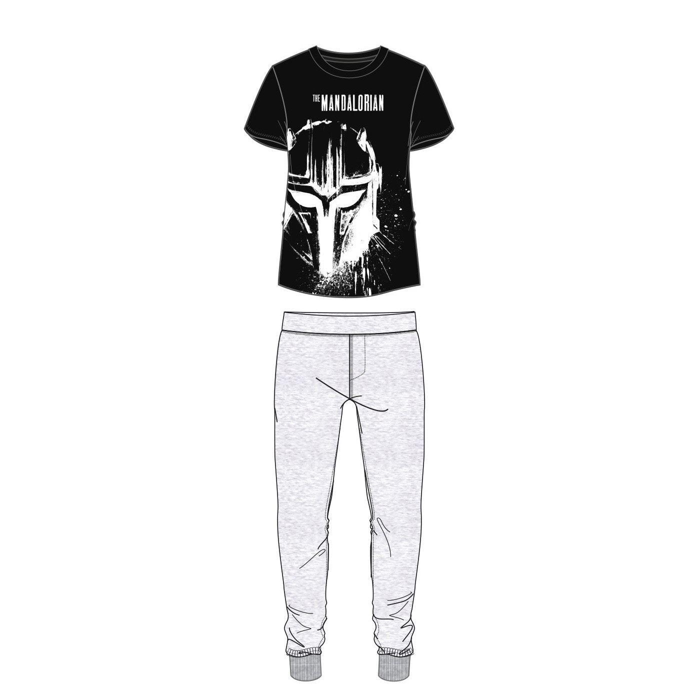 Mens Mandalorian Pyjamas - Black/Grey