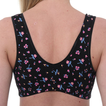 Gemm Front Fastening Bra - Black/Floral