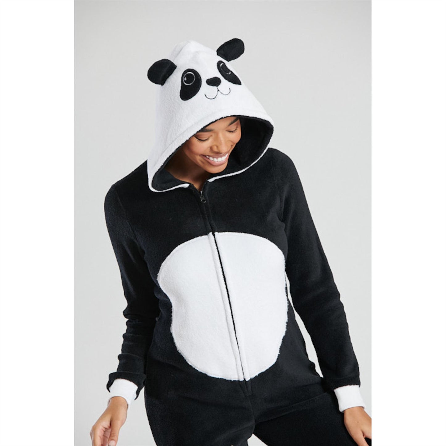 Loungeable Womens Panda Fleece Onesie - Black/White