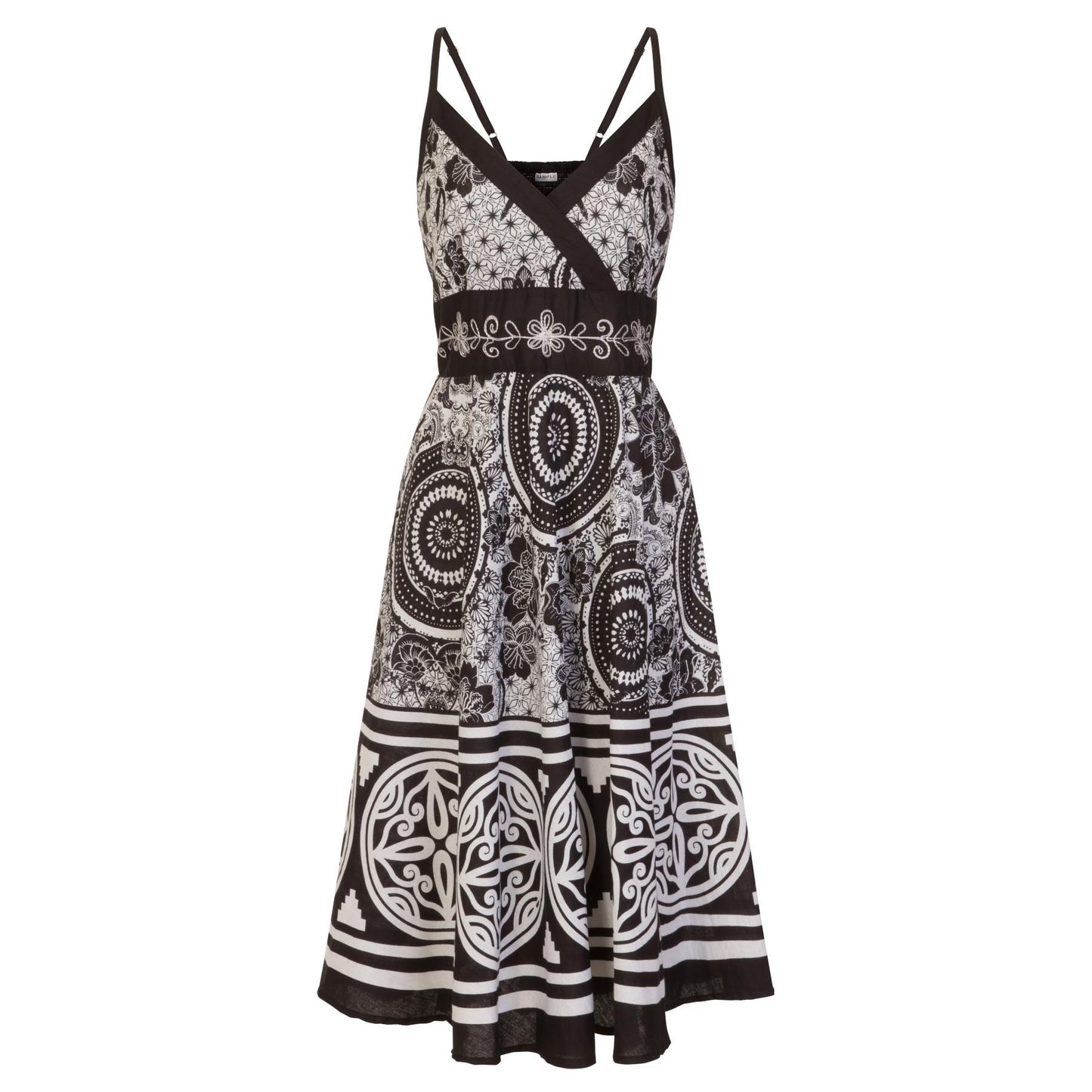 Pistachio Floral/Pattern Crossover Dress - Black