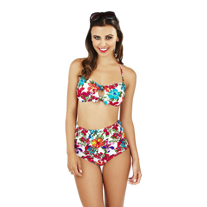 Boutique Floral Bandeau Bikini/High Waist Brief Set - Floral