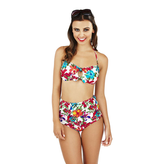 Boutique Floral Bandeau Bikini/High Waist Brief Set - Floral