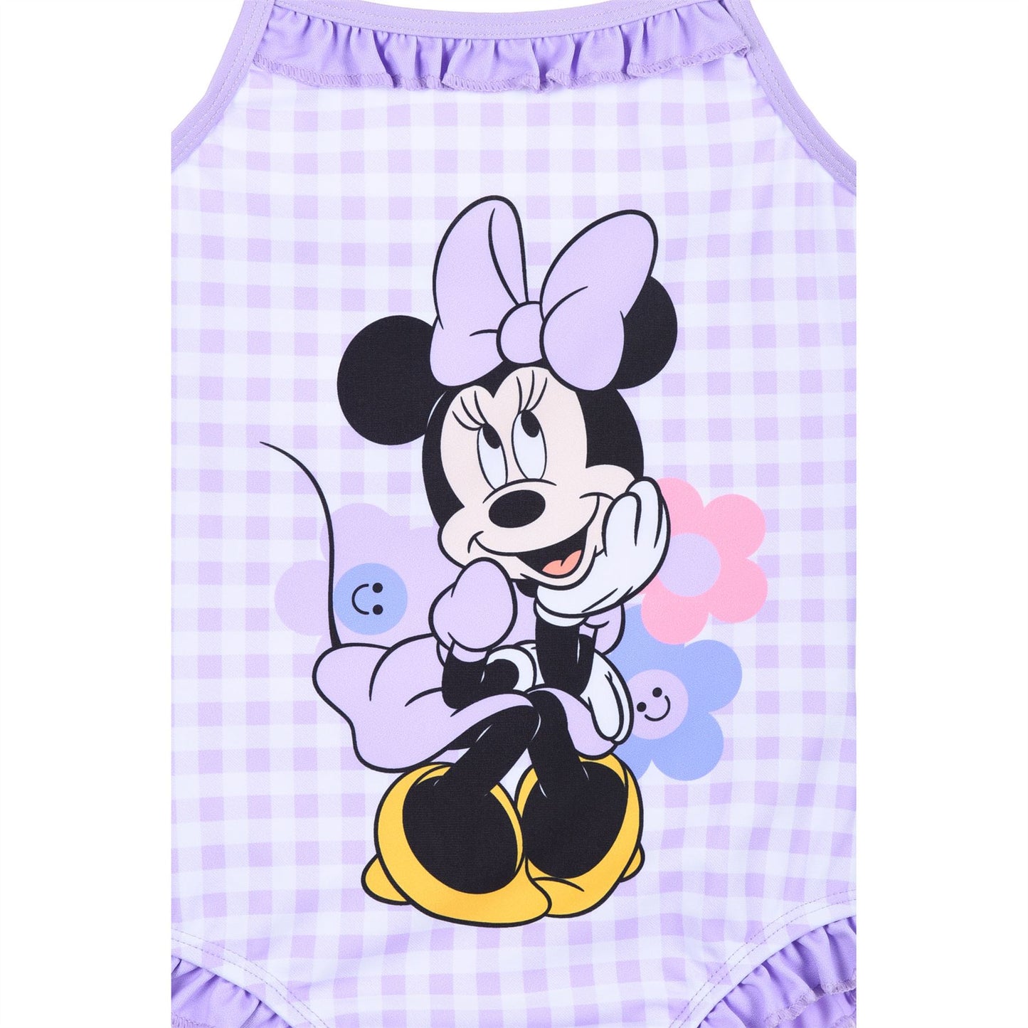Girls Minnie Mouse Gingham Swimsuit - Purple