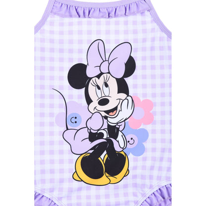 Girls Minnie Mouse Gingham Swimsuit - Purple