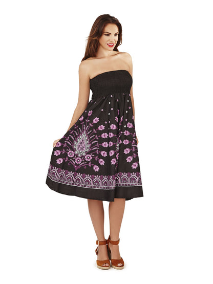 Pistachio Floral Print 2 in 1 Dress/Skirt - Black/Purple