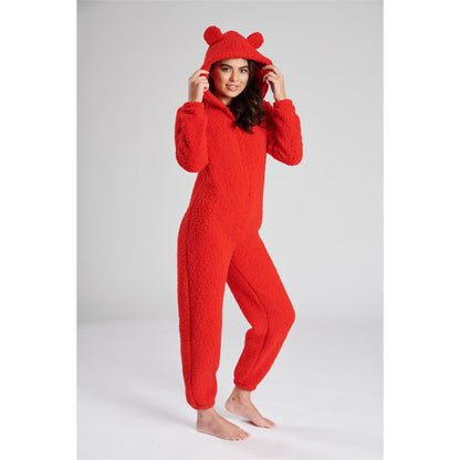 Loungeable Womens Borg Fleece Onesie - Red