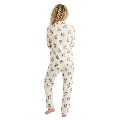 Indigo Sky Womens Racoon Winceyette Pyjamas - Ivory Indigo Sky