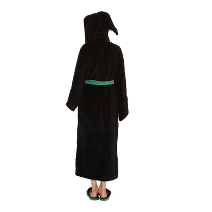 Womens Harry Potter Slytherin Fleece Bathrobe - Black