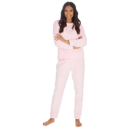 Forever Dreaming Womens Plush Fleece Pyjama Set - Baby Pink