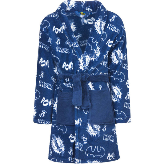 Boys Batman Fleece POW! Robe - Blue