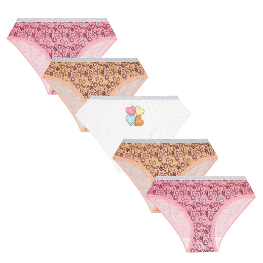 4Kidz Girls Briefs (5 Pack) - Hearts (7-13 Years)