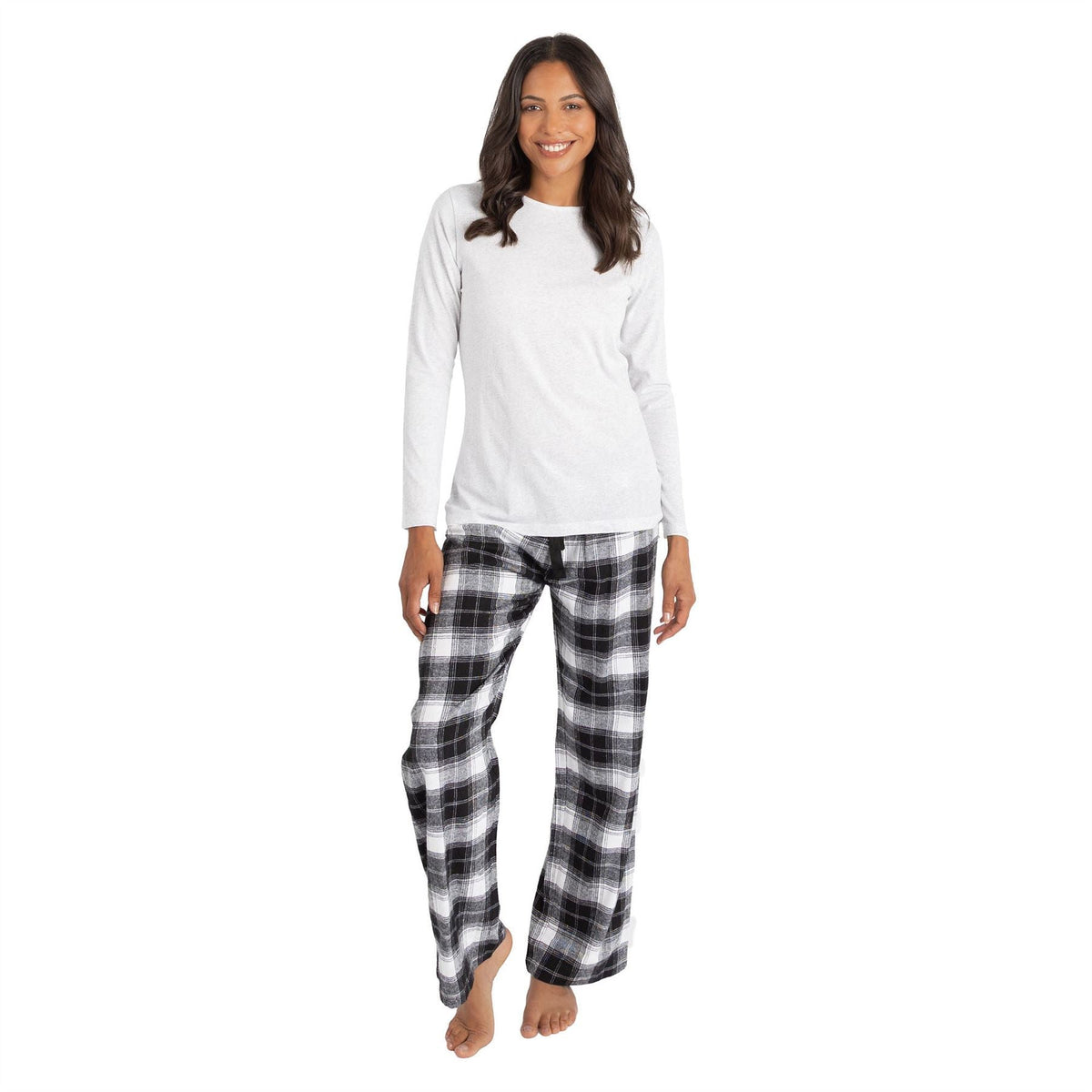 Momentii Womens Jersey/Flannel Pyjama Set - Grey Check Momentii