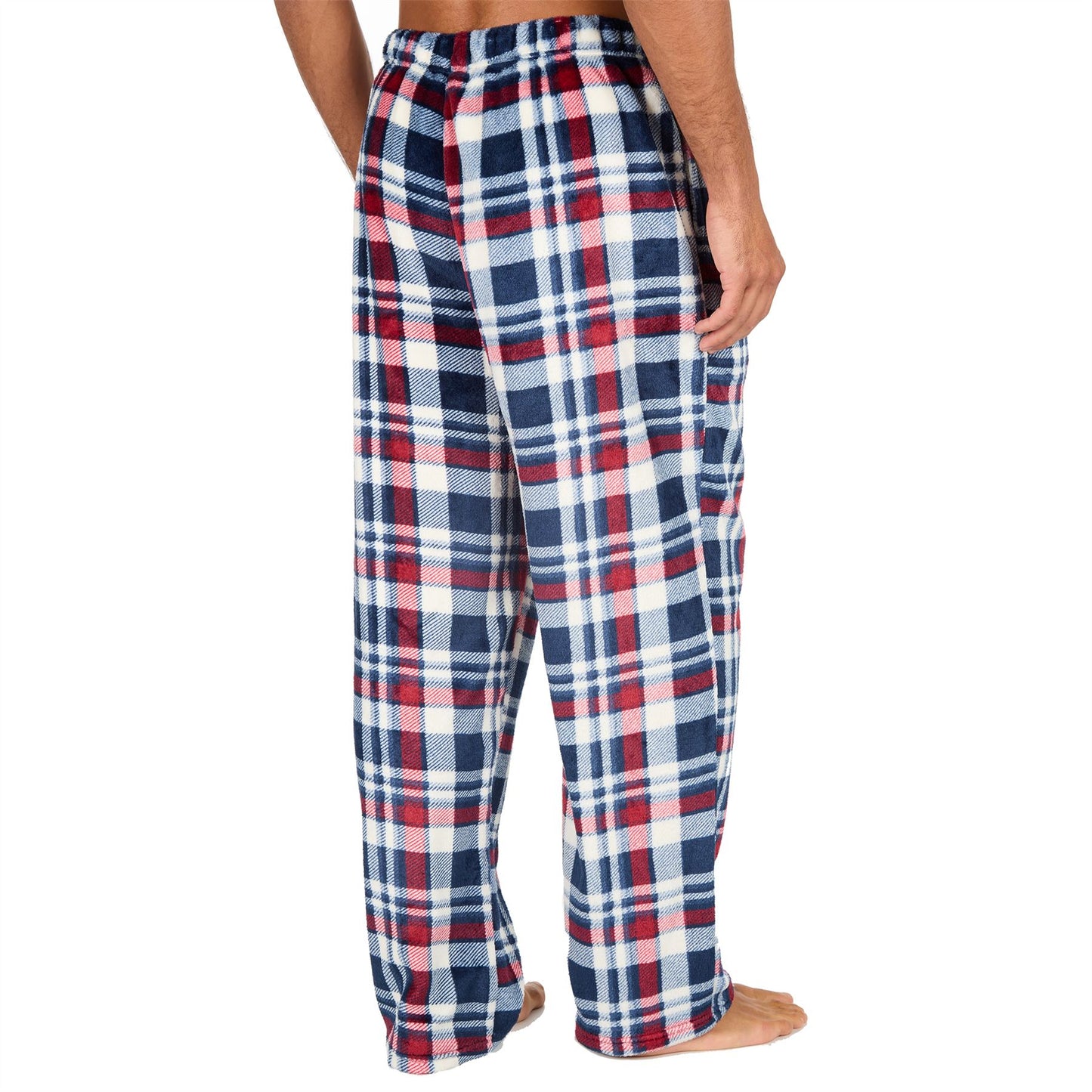 Cargo Bay Mens Fleece Lounge Pants - Burgundy Check