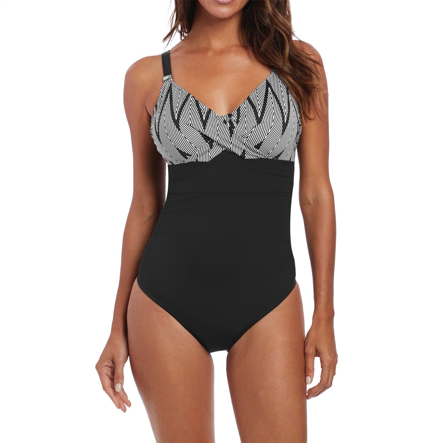 Fantasie Geneva Twist Front Control Swimsuit - Black/White