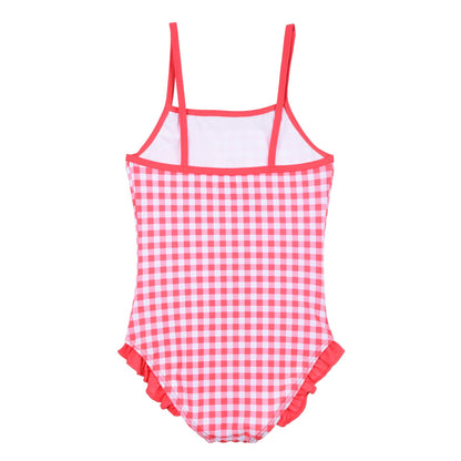Girls Minnie Mouse Gingham Swimsuit - Red