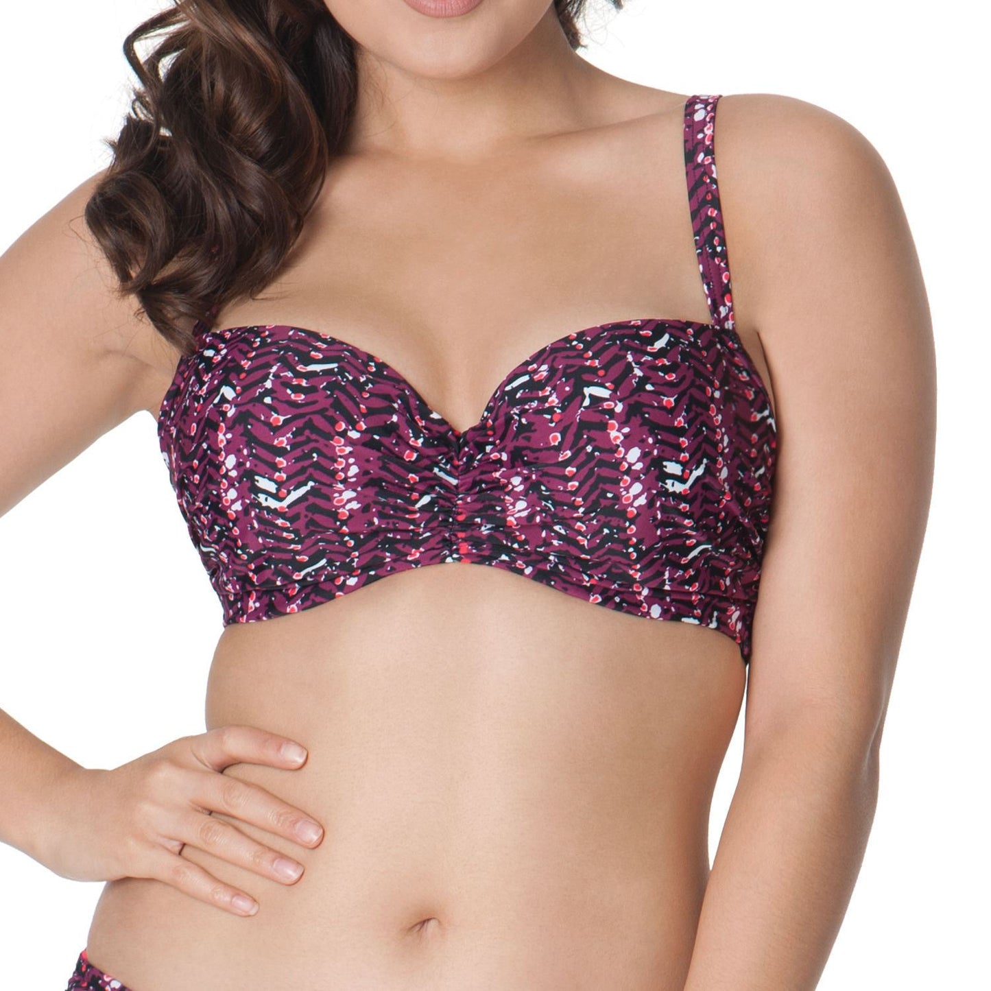 Curvy Kate Instinct Padded Balcony Bikini Top - Cherry/Berry