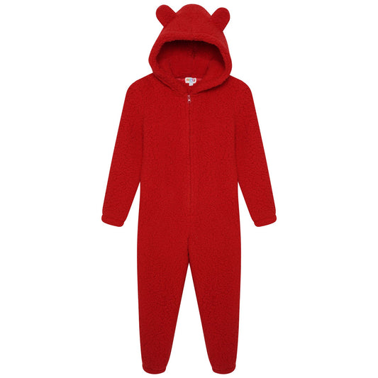 Nifty Kids Sherpa Fleece Onesie - Red