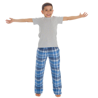 Cargo Bay Kids Top and Woven Check Bottoms - Grey Marl/Denim