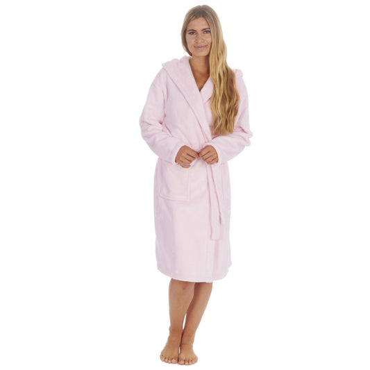 Forever Dreaming Womens Fleece Hooded Robe - Pink (S-XL)