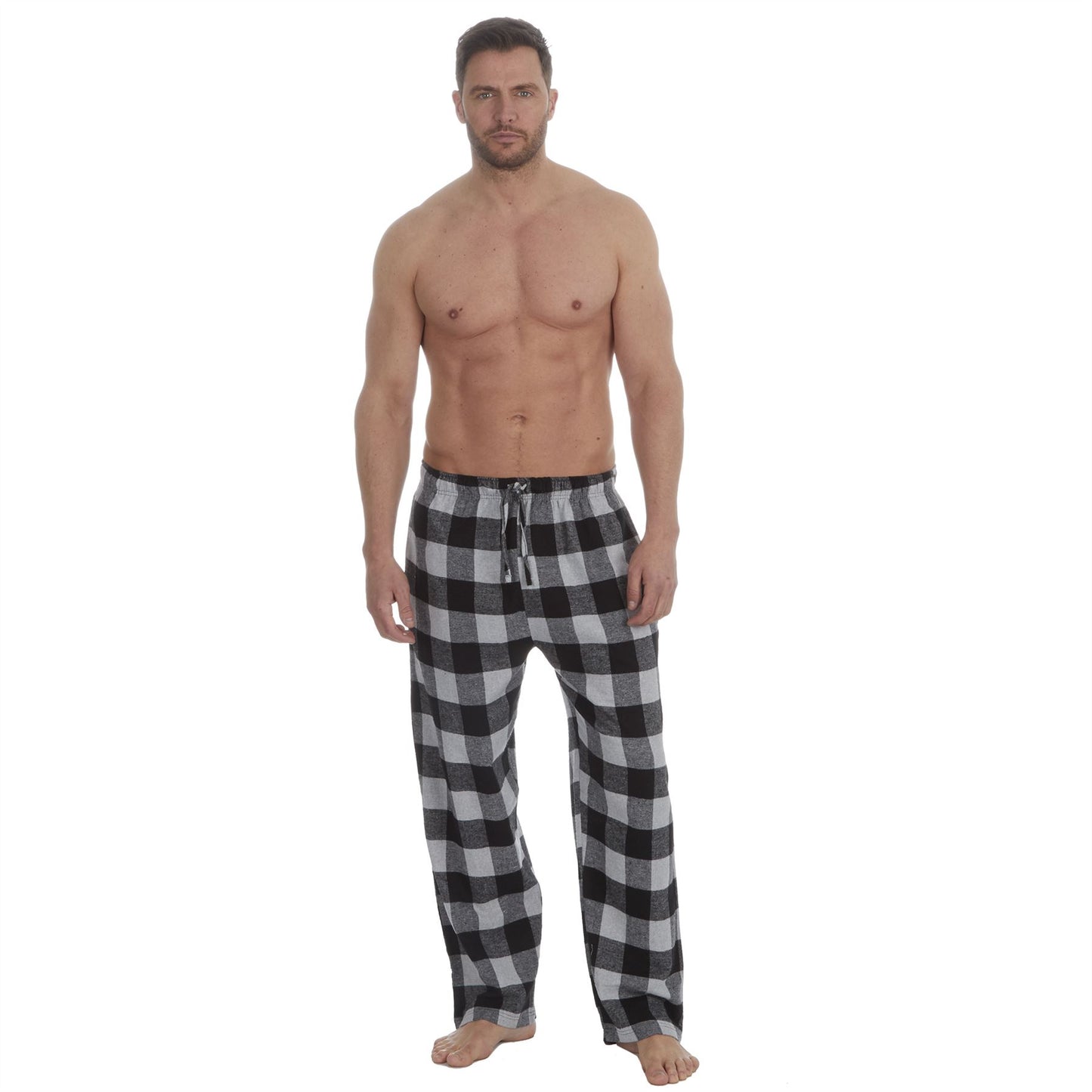 Embargo Mens Check Flannel Lounge Pants - Black/Grey Check