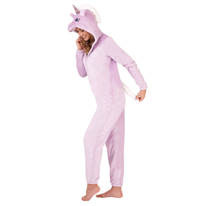 Loungeable Womens Sparkle Unicorn Fleece Onesie - Lilac