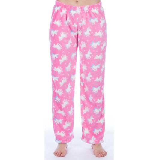 Selena Girl Unicorn Print Fleece Lounge Pants - Pink