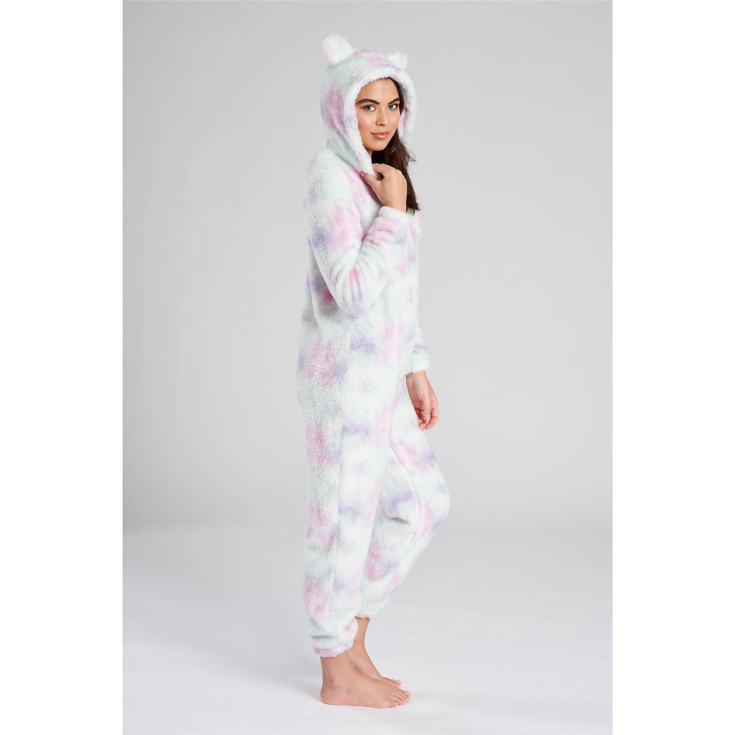 Loungeable Womens Tie Dye Sherpa Fleece Onesie - Pastel