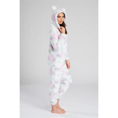 Loungeable Womens Tie Dye Sherpa Fleece Onesie - Pastel