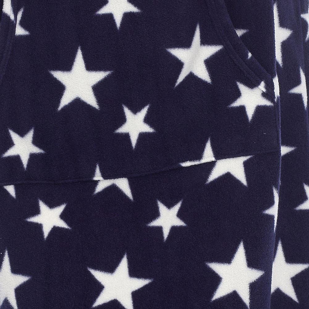 Wolf and Harte Womens Fleece Button Placket Nightdress - Navy Stars