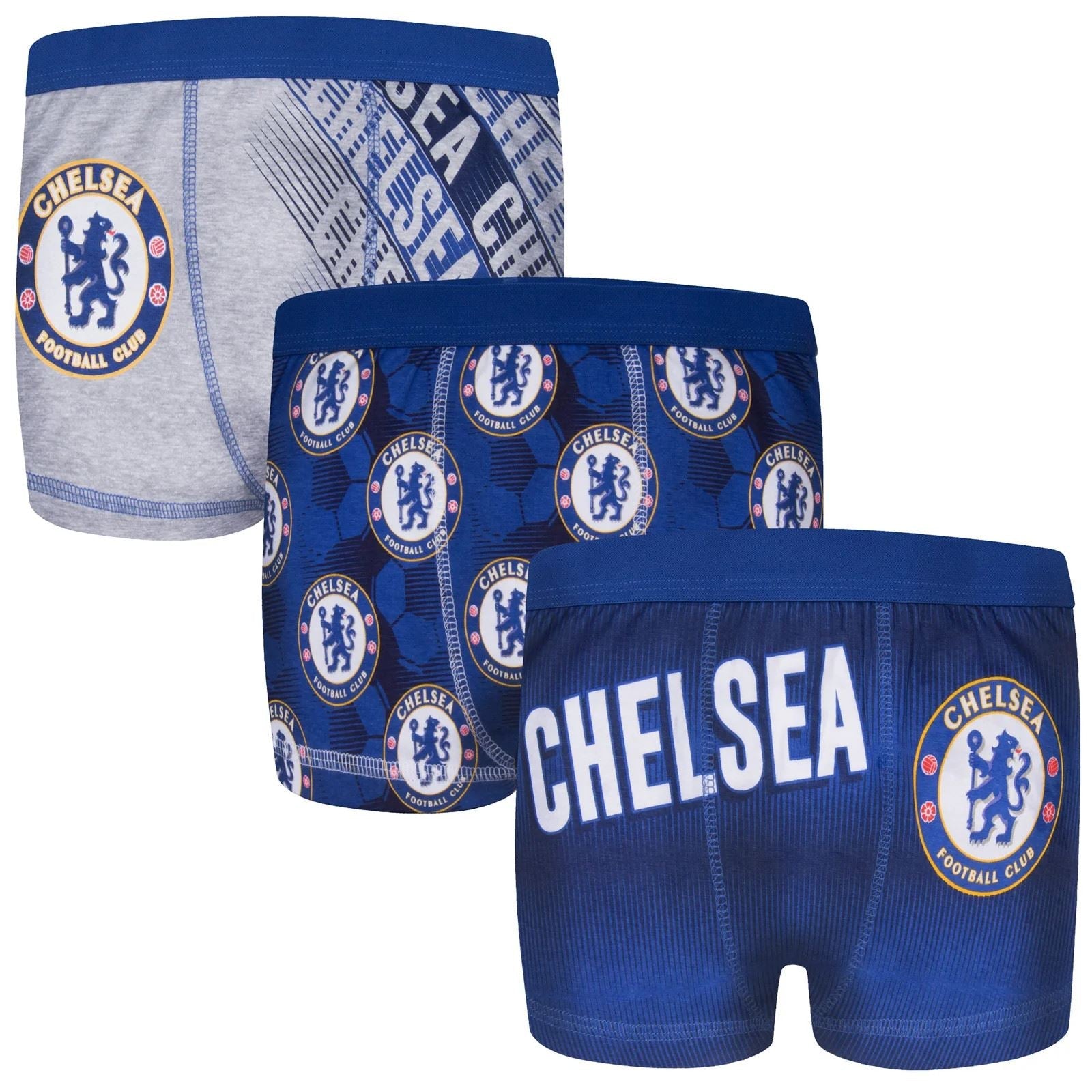 Boys Chelsea FC Boxer Shorts 3 Pack - 6-12 Years Chelsea