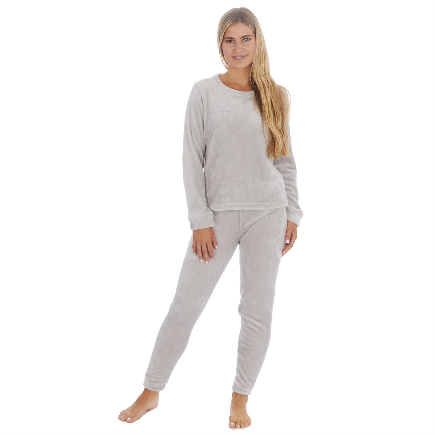 Forever Dreaming Womens Shimmer Flannel Fleece Pyjama Set - Grey
