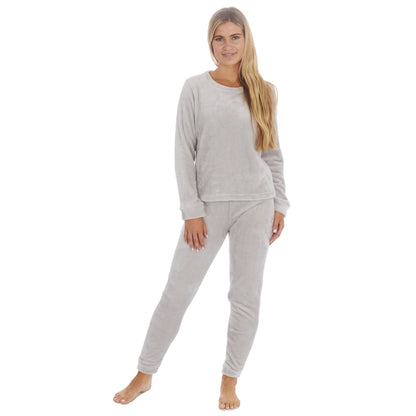 Forever Dreaming Womens Shimmer Flannel Fleece Pyjama Set - Grey