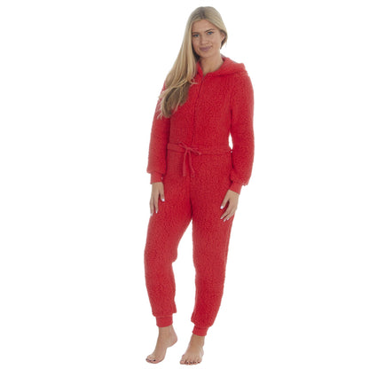 Jenni Intimates Womens Soft Handle Sherpa Fleece Onesie - Papaya