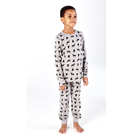 Masq Kids Reindeer Print Pyjama Set - Grey