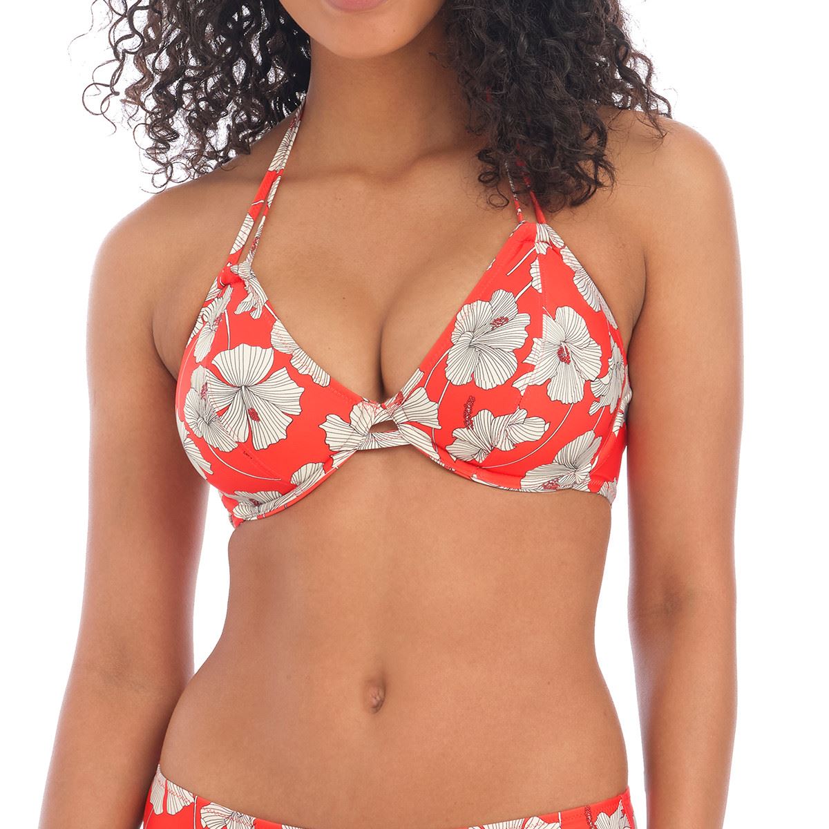 Freya Hibiscus Beach Halter Bikini Top - Sunset