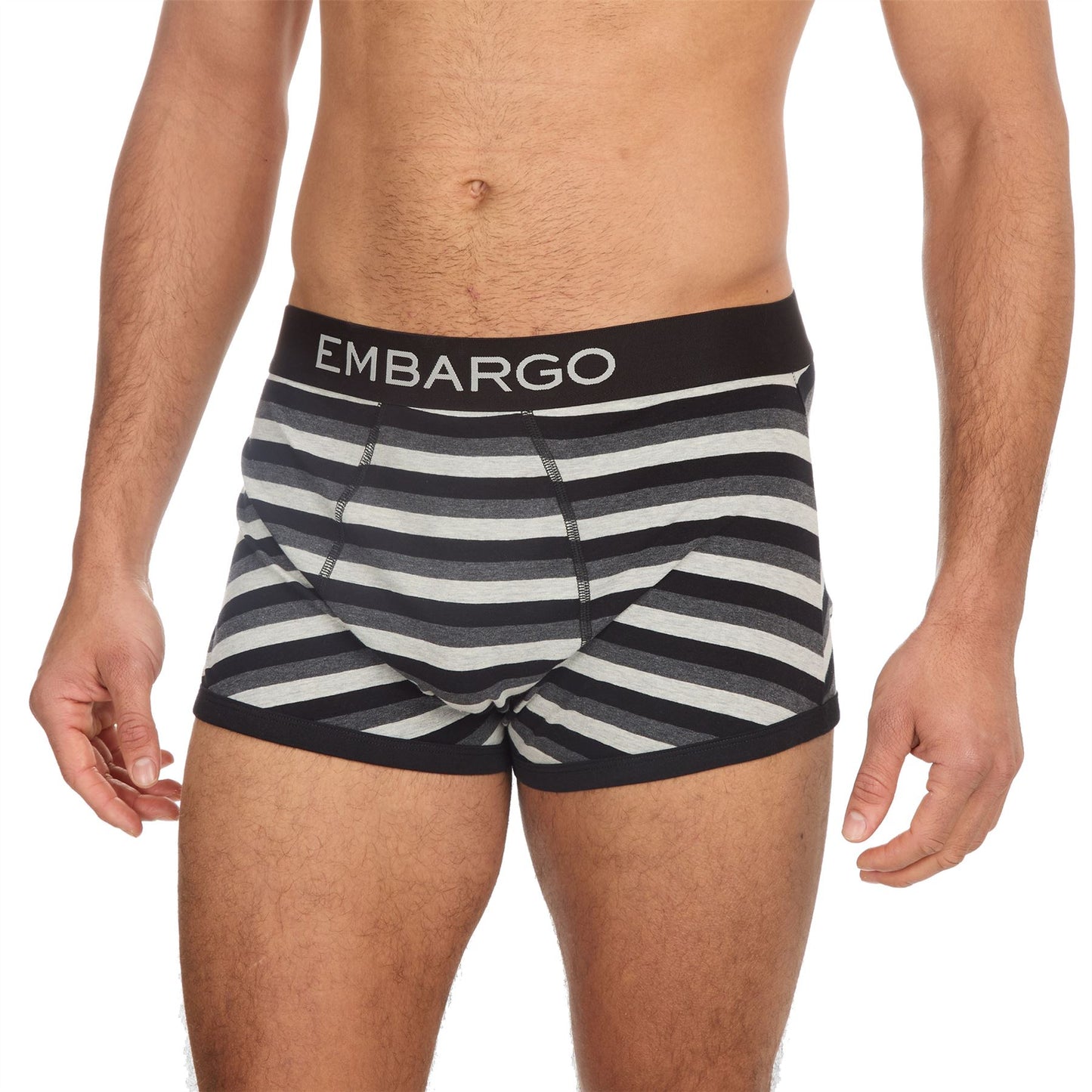 Embargo Mens Hipster Trunks (4 Pack) - Black Stripe