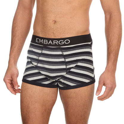 Embargo Mens Hipster Trunks (4 Pack) - Black Stripe