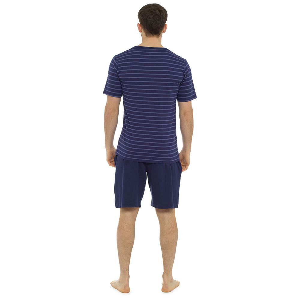 Tom Franks Mens Striped Short Sleeve/Shorts Pyjamas - Navy/Blue