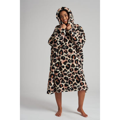 Loungeable Womens Leopard Fleece Snuggle Hoodie