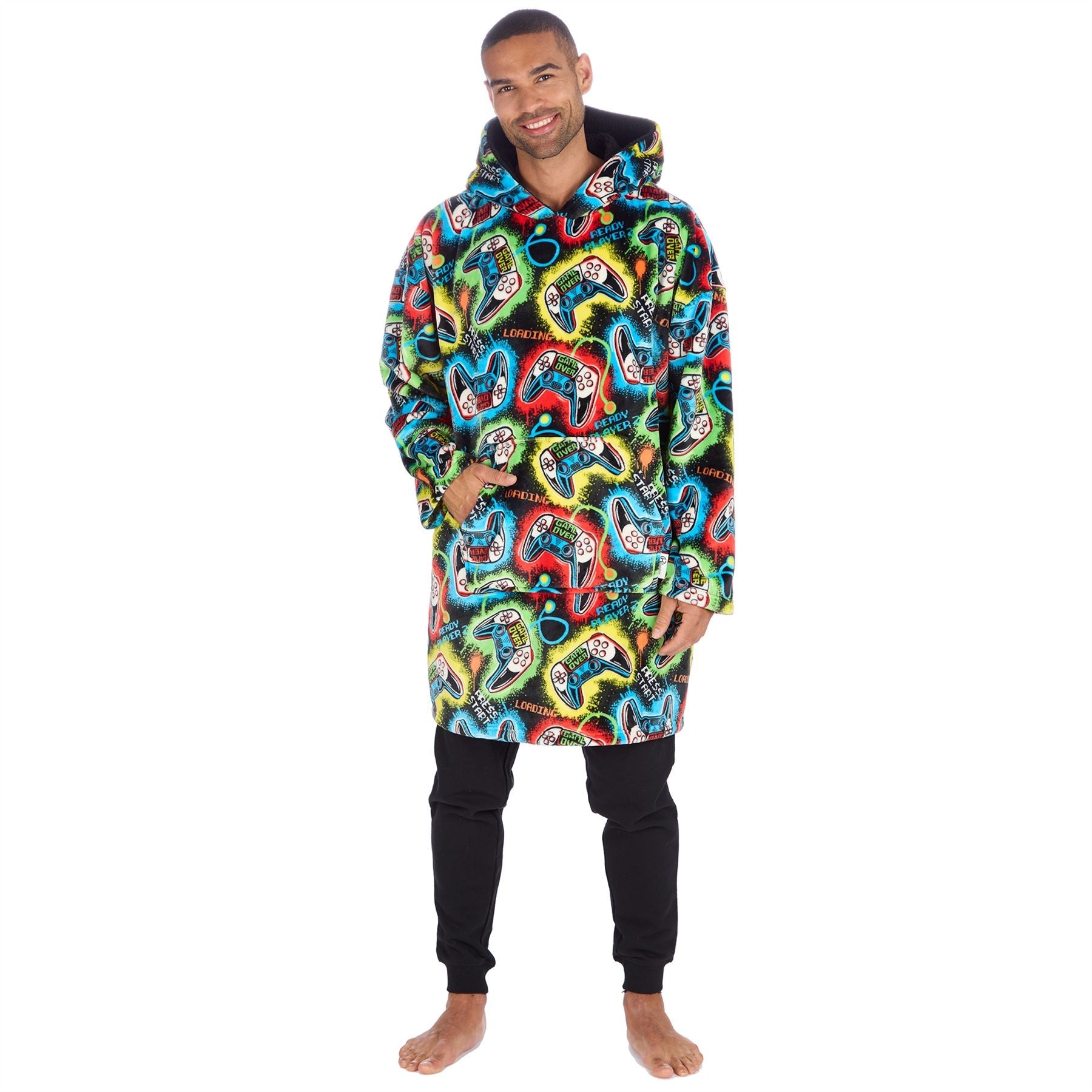 Huggable Hoodie Unisex Fleece Oversized Hoodie - Black Gamer Huggable Hoodie