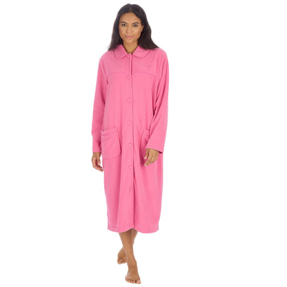 Countess Christie Longer Length Button Housecoat - Pink