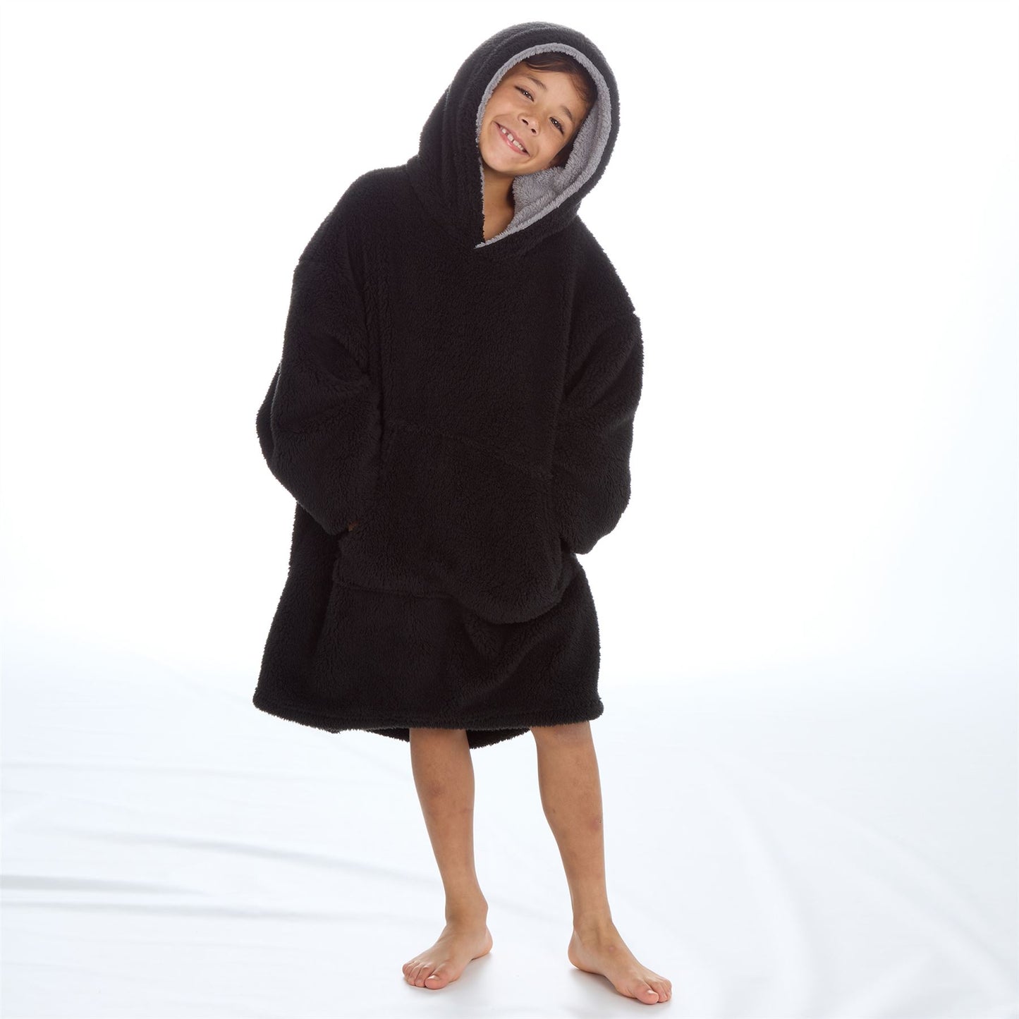 Huggable Hoodie Kids Snuggle Fleece Oversized Hoodie - Black