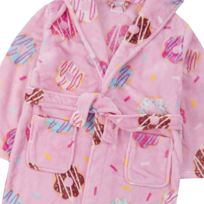 Slumber Party Kids Donut Flannel Fleece Robe - Pink