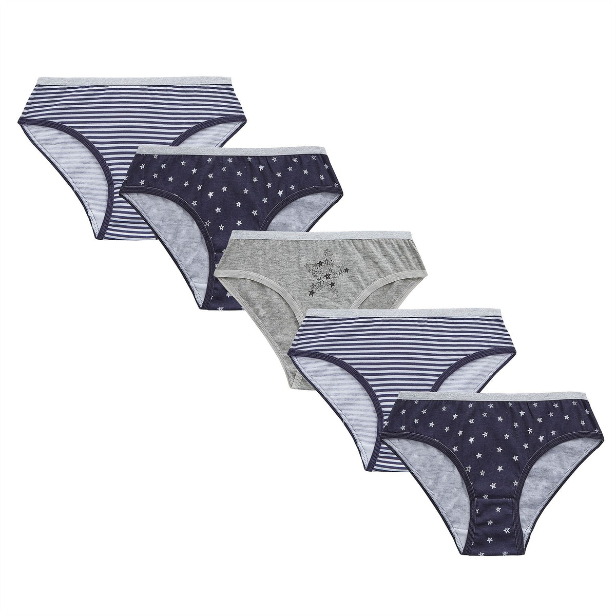 4Kidz Girls Briefs 5 Pack - Stars/Stripes (2-6 Years) 4Kidz
