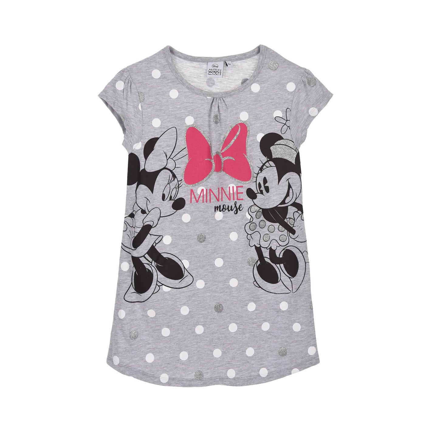 Girls Minnie Mouse Glitter Dots Nightdress - Grey
