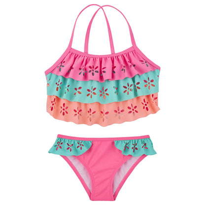 Red Melon Girls Laser Cut Floral Bikini Set (7-13 Years)