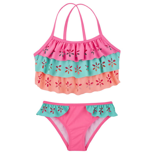 Red Melon Girls Laser Cut Floral Bikini Set (7-13 Years)