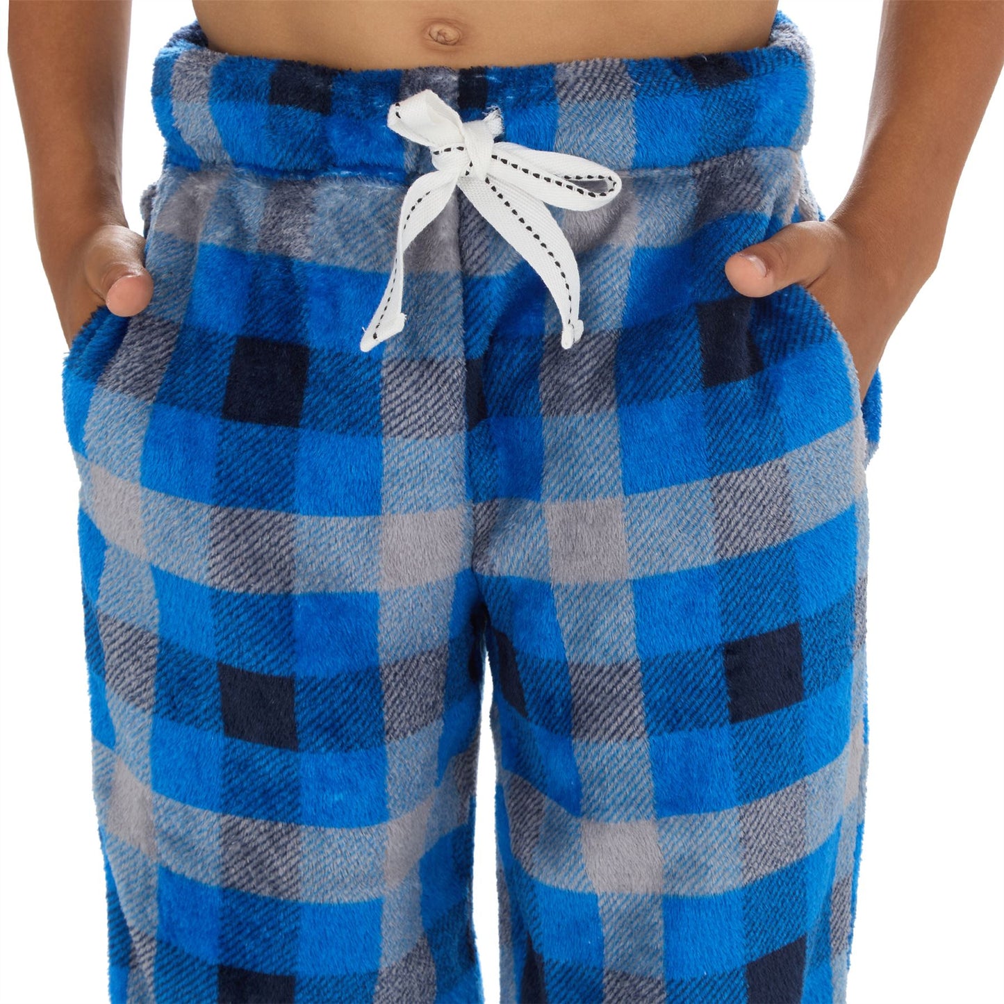 Cargo Bay Boys Fleece Lounge Pants - Royal Check