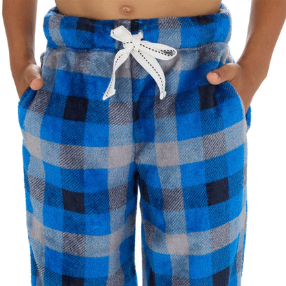 Cargo Bay Boys Fleece Lounge Pants - Royal Check