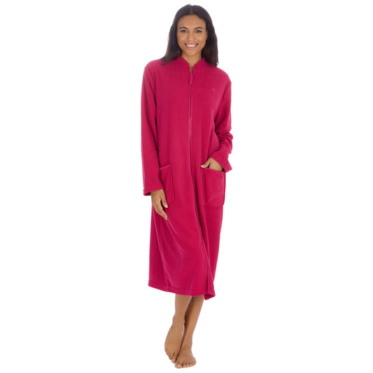 Countess Christie Longer Length Zip Housecoat - Raspberry